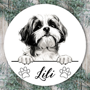 Adesivo Desenho Personalizado à Mão de Cachorro Shih Tzu
