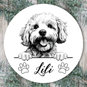Adesivo Desenho Personalizado à Mão de Cão Bichon Frise