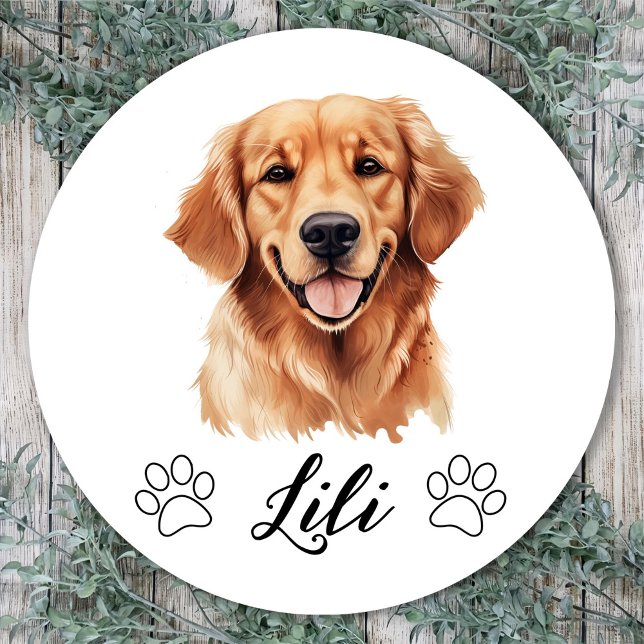 Adesivo Desenho Personalizado à Mão de Cão Golden Retrieve (Criador carregado)