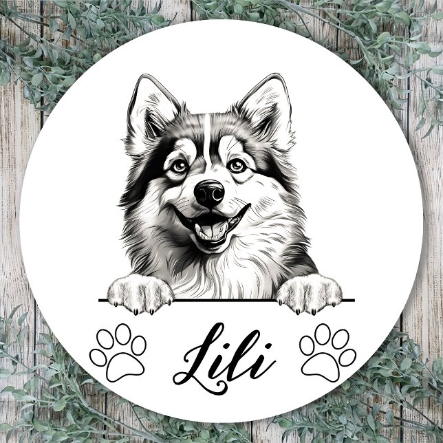 Adesivo Desenho Personalizado à Mão de Cão Pomsky (Criador carregado)
