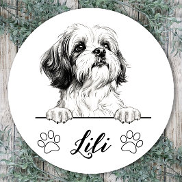 Adesivo Desenho Personalizado à Mão de Cão Shih Tzu