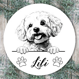 Adesivo Desenho Personalizado à Mão do Cão Bichon Frise