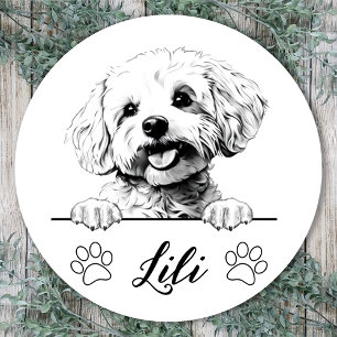 Adesivo Desenho Personalizado à Mão do Cão Bichon Frise