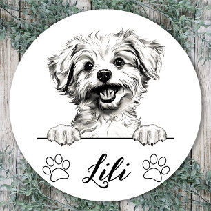Adesivo Desenho Personalizado à Mão do Cão Pomapoo