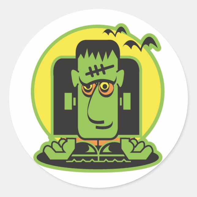 Adesivo desenho retrô de Frankenstein (Frente)