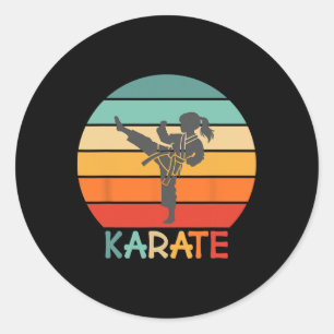 Adesivo Desenho Retro de Pôr do Sol de Garota de Karatê co