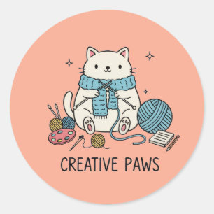 Adesivo Desenho Simples de Linha de Gato Reproduzível