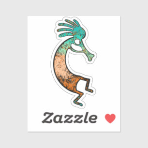 Adesivo Desenho simples do Kokopelli em laranja e azul