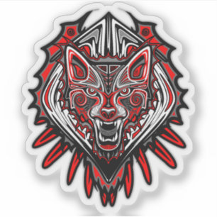 Adesivo Desenho Totêmico Tribal Haida de Lobo