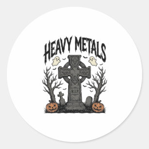 Adesivo Desenho Vetorial Cemitério de Halloween de Metais
