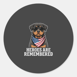 Adesivo Desenho Vetorial de Cão Herói Rottweiler Patriótic