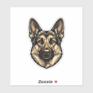 Adesivo Desenho Vetorial de Cão Pastor com Gravação Antiga