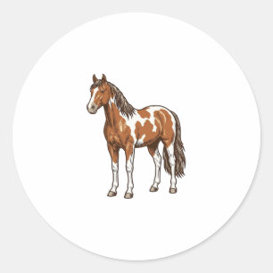 Adesivo Desenho Vetorial de Cavalo Pinto Gravado Antigo_1