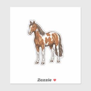 Adesivo Desenho Vetorial de Cavalo Pinto Gravado Antigo_1