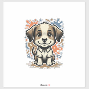 Adesivo Desenho Vetorial de Gravação de Splash de Cachorri