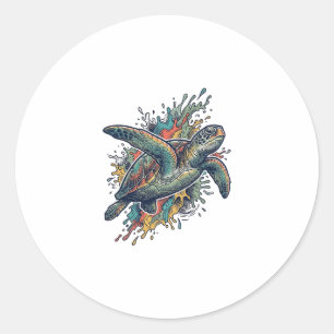 Adesivo Desenho Vetorial de Tartaruga Marinha Splash de Gr