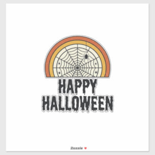 Adesivo Desenho Vetorial de Teia de Aranha Feliz Halloween