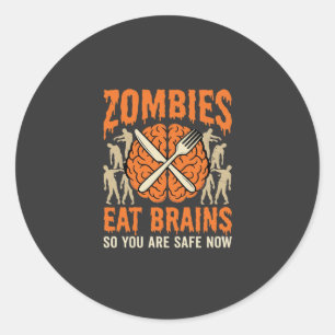 Adesivo Desenho Vetorial de Zumbi Engraçado Comendo Cérebr