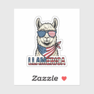 Adesivo Desenho Vetorial Vintage de Llama Patriótico Llame