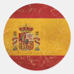 Adesivo Desenho Vintage Grunge da Bandeira Espanhola
