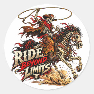 Adesivo Desenho Western Cowboy Esqueleto Cavalgar Além dos