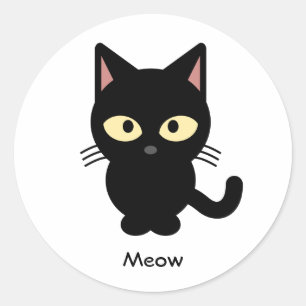 Adesivo Desenhos animados bonitos do meow do gato preto