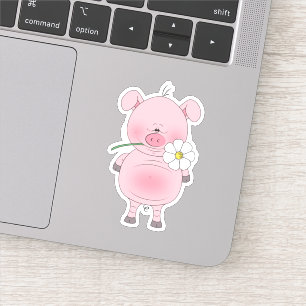 Adesivo Desenhos animados cor-de-rosa alegres do porco