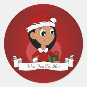Adesivo Desenhos animados da menina do Natal