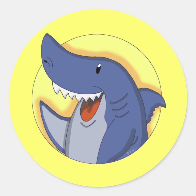 Adesivo Desenhos animados de sorriso do tubarão azul (Frente)
