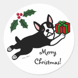 Adesivo Desenhos animados do Natal 2 de Boston Terrier