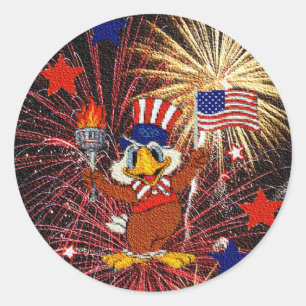 Adesivo Desenhos animados Eagle com a bandeira e os