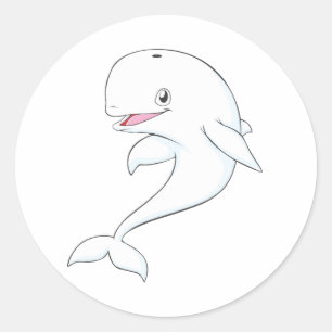 Adesivo Desenhos animados felizes da baleia da beluga