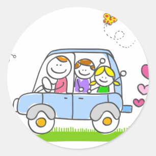Adesivo desenhos animados felizes da família