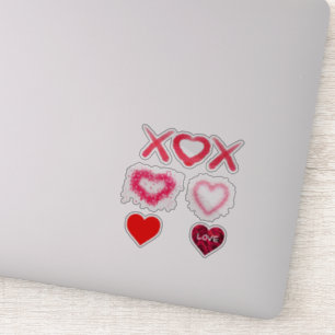 Adesivo desenhos de coração xox padrão de valentine vermel