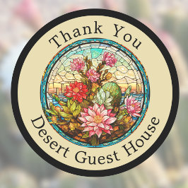 Adesivo Desert Cacti Flowers Thank You Faux Stained Glass