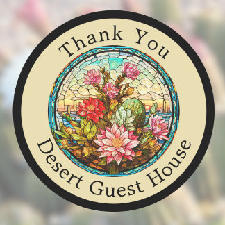 Adesivo Desert Cacti Flowers Thank You Faux Stained Glass