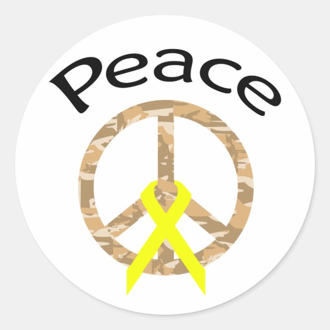 Adesivo Desert Camo Peace Ribbon & Word (Frente)