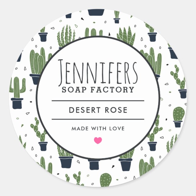 Adesivo Deserto De Cactus Verde Escuro Candle Soap Scent (Frente)