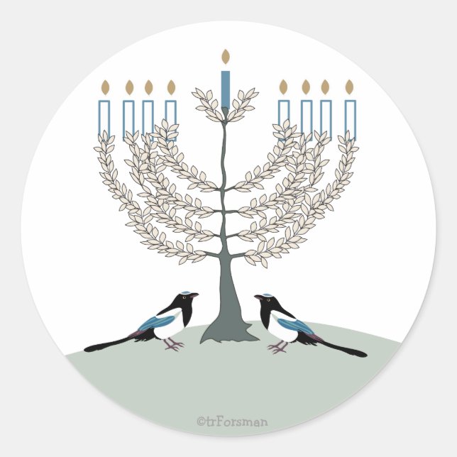 Adesivo DESERTO LIFE Hanukkah 2 Magpies/menorah (Frente)