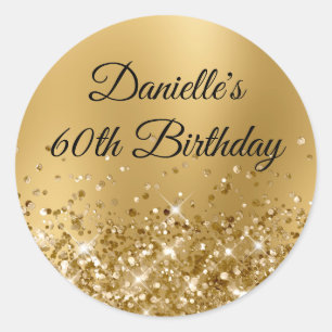 Adesivo Desfoque Dourado Brilhante Aniversário de 60 anos