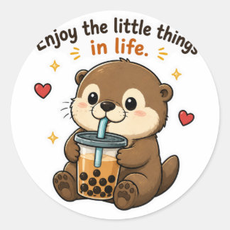 ADESIVO DESFRUTE AS PEQUENAS COISAS DA VIDA OTTER BOBA CHÁ