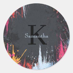 Adesivo Design Abstrato com Cores Neon e Nome Personalizad