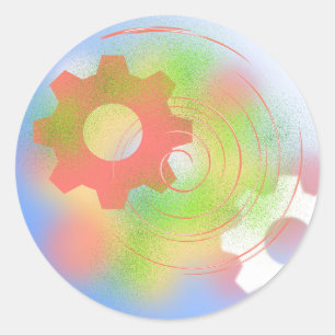 Adesivo Design Abstrato de Engrenagens Radicais