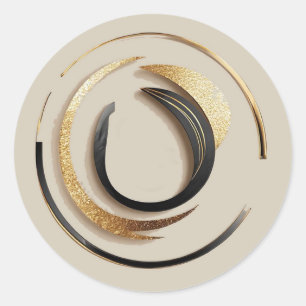 Adesivo Design Abstrato Elegante em Dourado e Preto