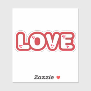 Adesivo Design "Amor", letras arredondadas vermelhas com c
