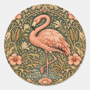 Adesivo design art nouveau Flamingo Rosa Vintage