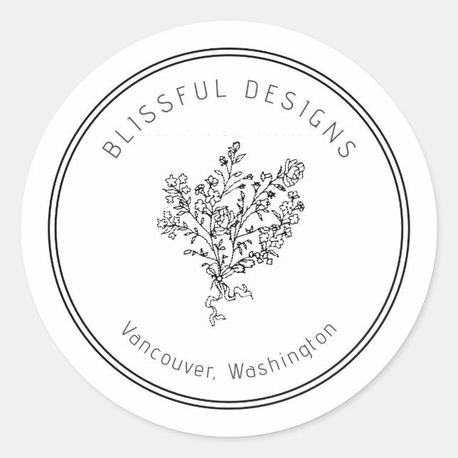 Adesivo Design Bonito Logotipo Compre Floral Negócios (Frente)