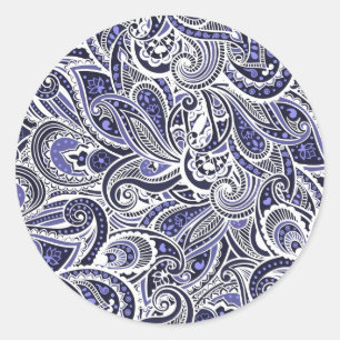 Adesivo Design branco azul bonito dos padrões de paisley