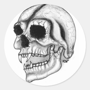 Adesivo design branco e preto do crânio do vampiro