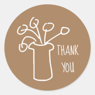 Adesivo Design branco simples moderno da flor do esboço